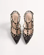 Valentino Rockstud Lace Pump With Straps 100Mm - Image 5